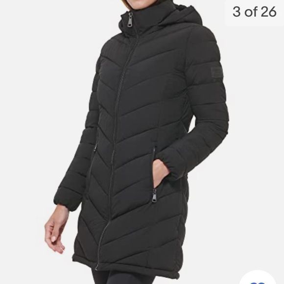 Calvin Klein Women's Chevron Quilting Casual Light Jacket L Black - Picture 2 of 7